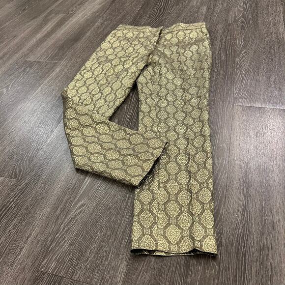 Stella McCartney Gold Metallic Jacquard Brocade Trousers Small High Rise Pants - Picture 8 of 16